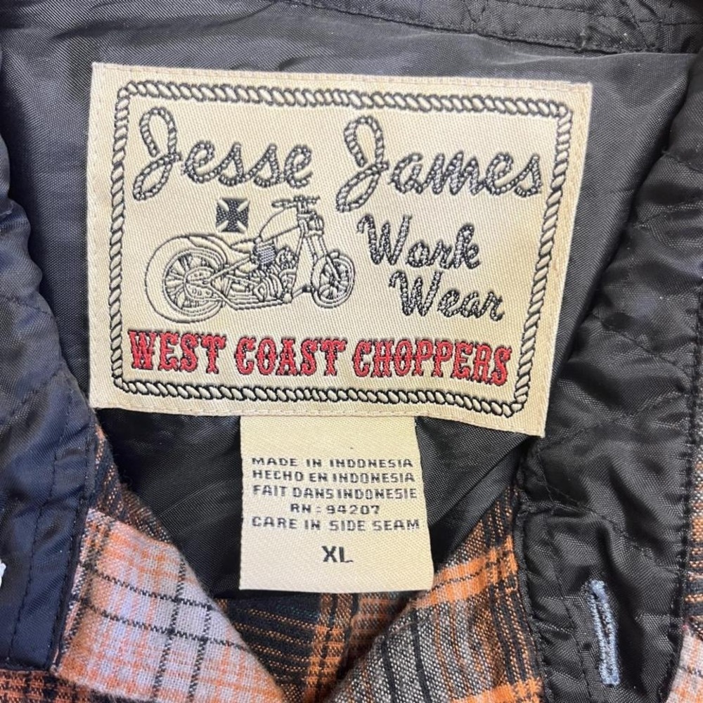 West Coast Choppers Jesse James Plaid Western‎ Snap Flannel Shirt XL Work Grunge - Picture 5 of 8